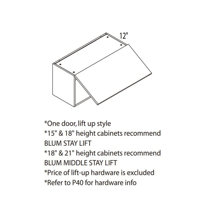 Yellow Oak Frameless Cabinets  Wall Single Lift Cabinet - YO-WSL3621