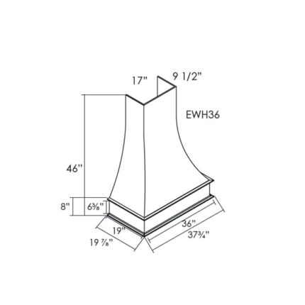 AH-EWH36 36 Inch Wall Range Hood Cabinet with Trimmable Top
