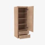 AH-W2D1848 Single Door Cabinets 18 Inch Wall Cabinet With 2 Built-In Drawers | Homestead OAK Shaker