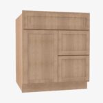 PH-S3021DR-34-1/2 Single Door Cabinets 30 Inch Combo Vanity with Right Drawer | Petit OAK